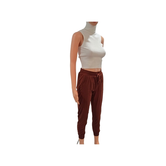 Rachel Zoe Brown Track Pants with Tapered Leg and Elastic Cuffs (New) - Picture 3 of 11
